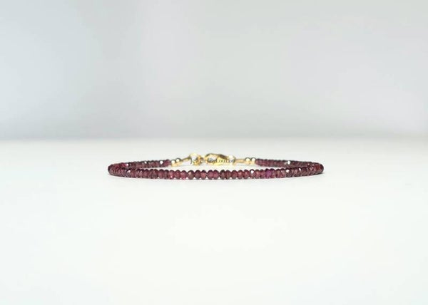 Rode Granaat kralenarmband, 14k goldfilled - 925 sterling zilver