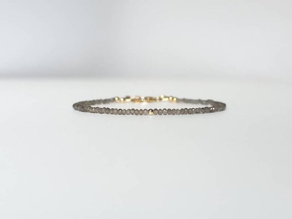 Rookkwarts kralen armband, 14k goldfilled - 925 sterling zilver