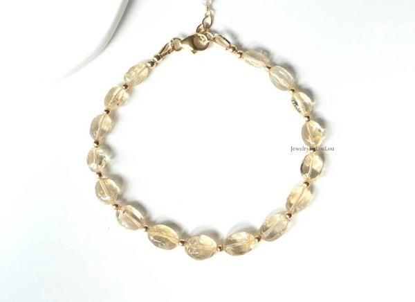 Scapoliet kralen armband GERESERVEERD VOOR MARJOLEIN, 14k goldfilled - 925 sterling zilver