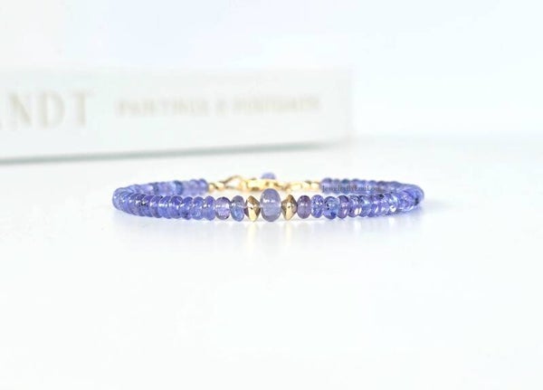 Tanzanite beaded bracelet, 14k gold-filled