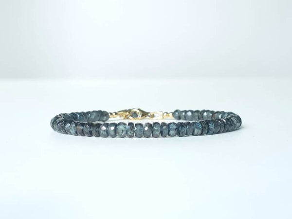 Teal Blue Kyaniet kralen armband, 14k goldfilled - 925 sterling zilver