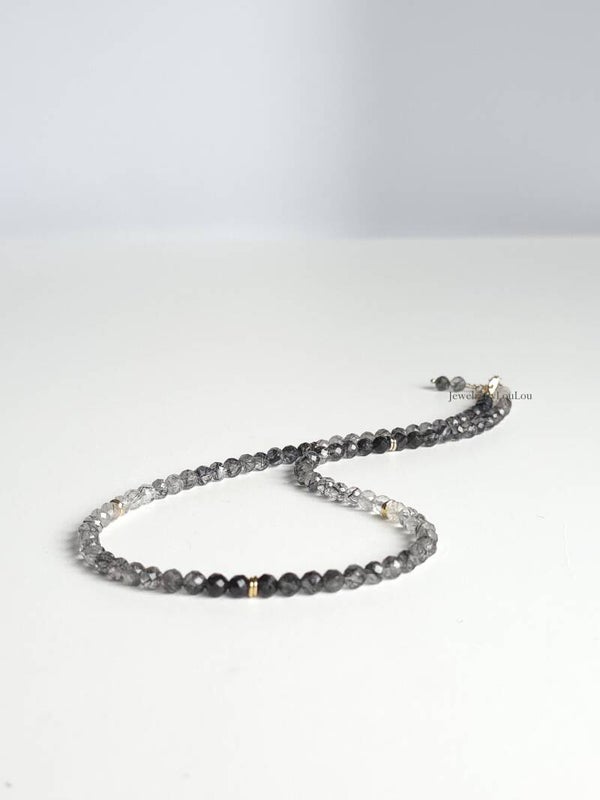 Toermalijnkwarts kralenketting 4mm, 14k goldfilled - 925 sterling zilver