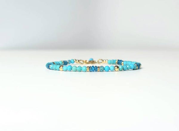Turkoois en neon apatiet armband, 14k goldfilled - 925 sterling zilver