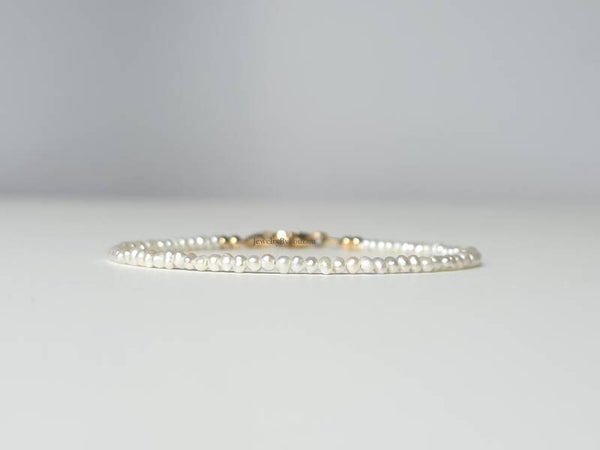 Zoetwaterparel kralenarmband 2mm, 14k goldfilled - 925 sterling zilver