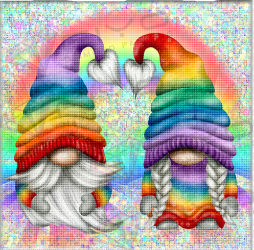 Diamond painting gnomes regenboog