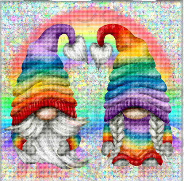 Diamond painting gnomes regenboog