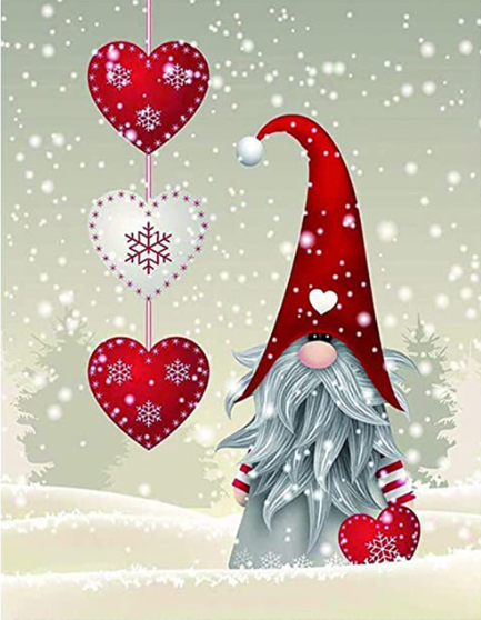 Diamond painting gnome met hartjes