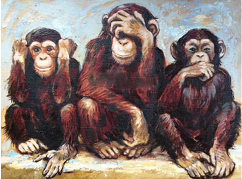 Diamond painting apen horen, zien en zwijgen