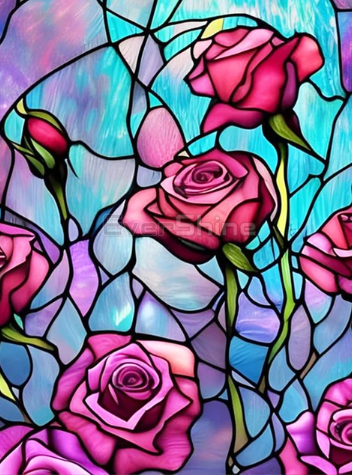 Diamond painting rozen in mozaïek