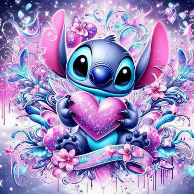 Diamond painting Stitch met hart