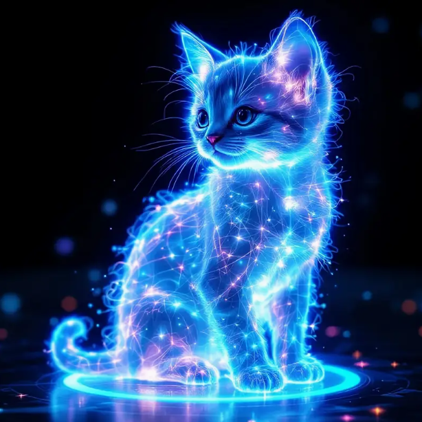 Diamond painting poes lichtgevend