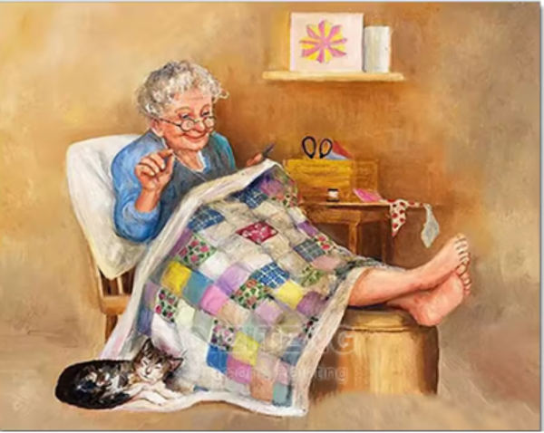 Diamond painting  handwerkende oma