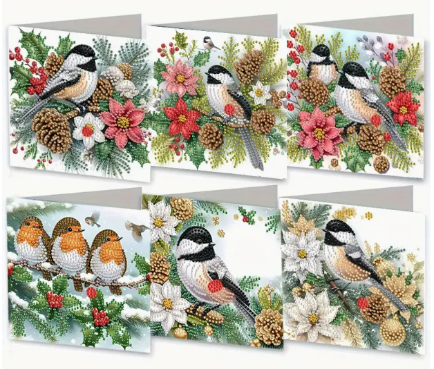 Kerstkaartenset vogeltjes