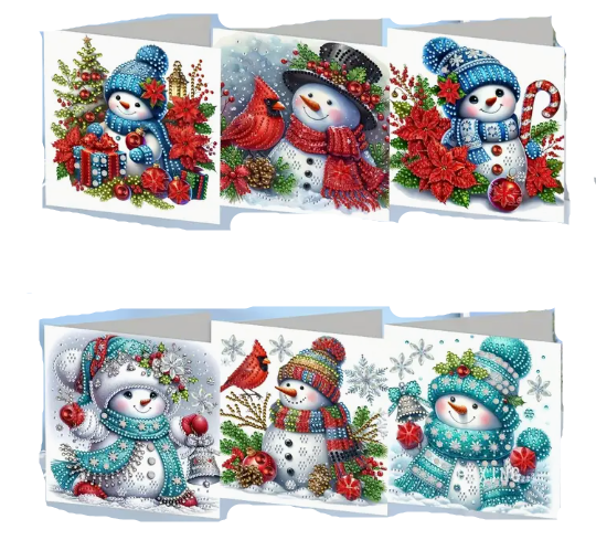 Kerstkaartenset sneeuwpopjes