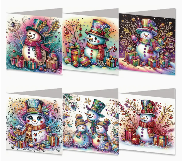 Kerstkaartenset sneeuwpoppen