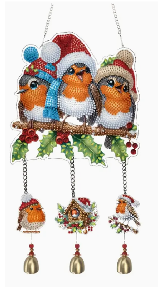 Kerstornament roodborstjes