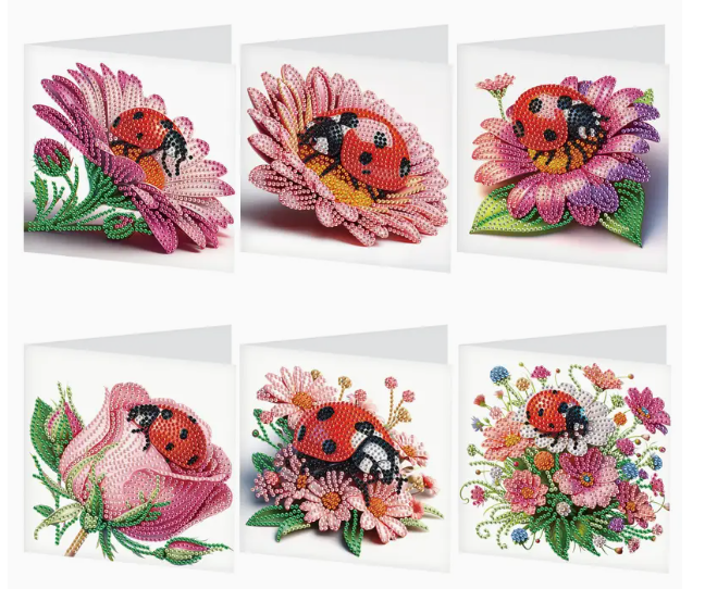 Wenskaartenset lieveheersbeestjes