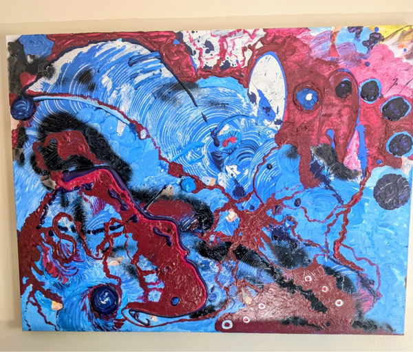 "Blood In The Water" painting by Poet Suigeneris (2026)