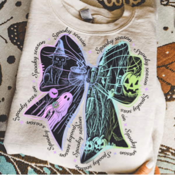 HALLOWEEN BLACK BOW WITH NEON COLORS