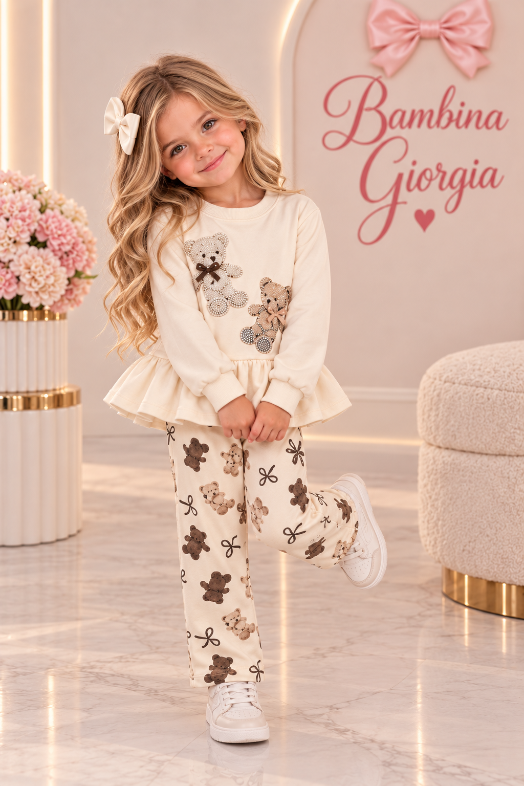 Luxury legging set beertjes beige