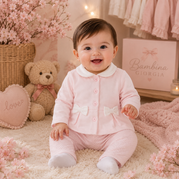 2 delig roze set witte strikjes