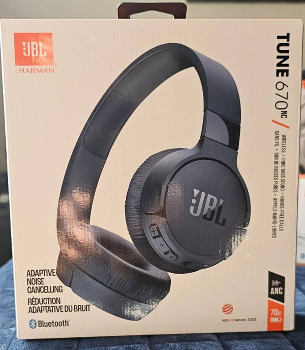 JBL Tune 670NC Adaptive Noise Cancelling Wireless On-Ear Headphones - Blue - 70H Battery - NEW Sealed