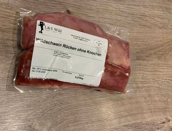 Wildschwein Rücken ohne Knochen (50€/kg)