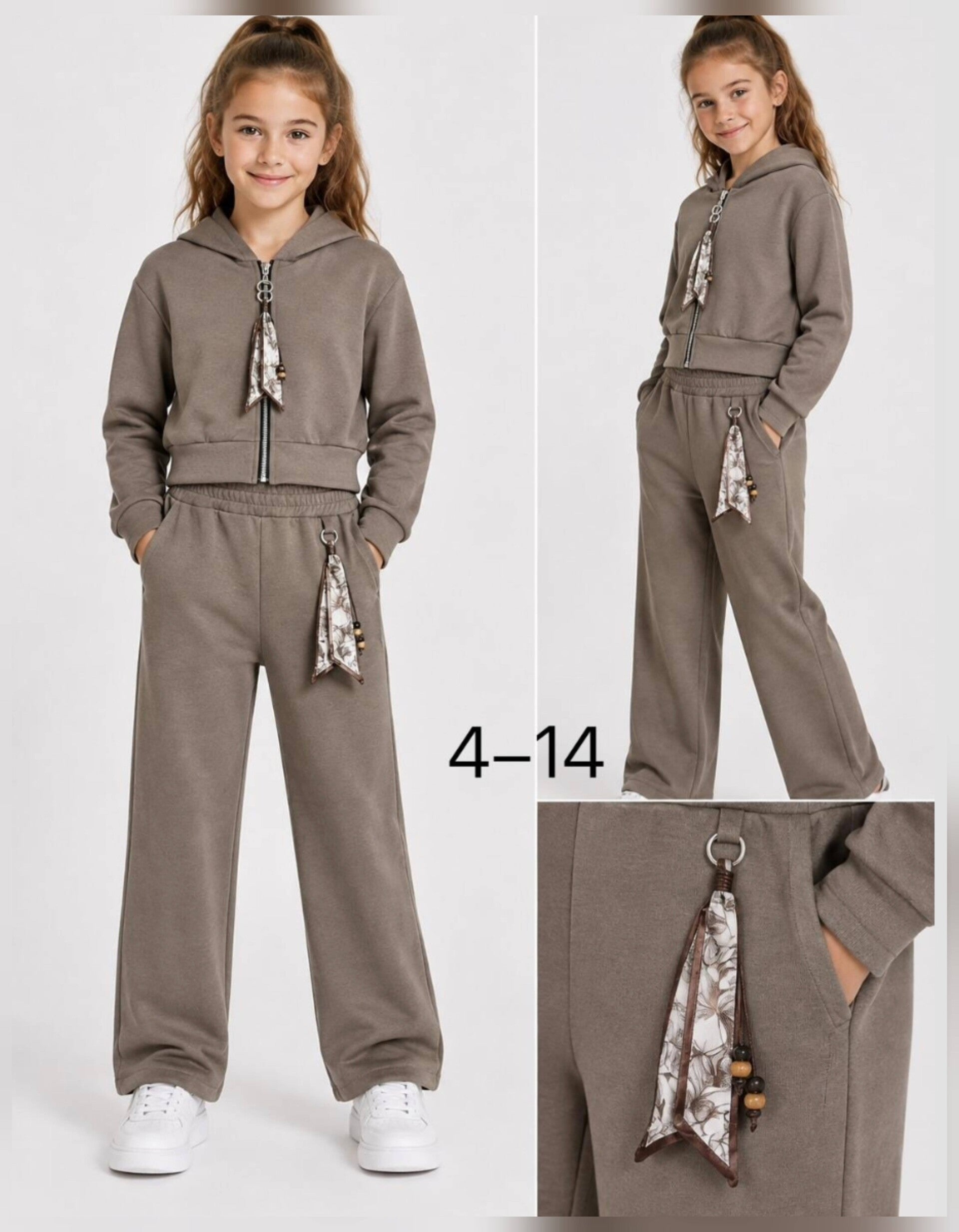 Zeer mooie set Girl Taupe