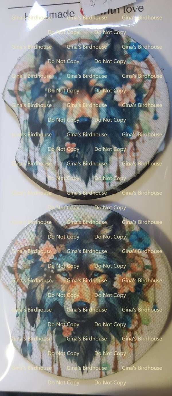 Blue Wolf w/ Flowers
