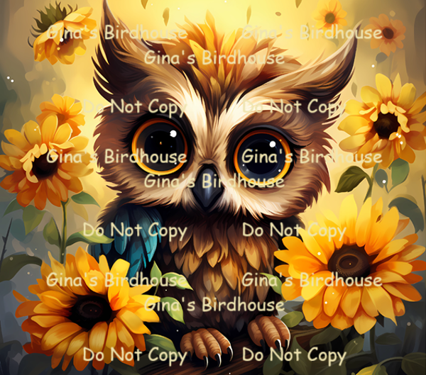 Owl with Sunflowers Tumbler
