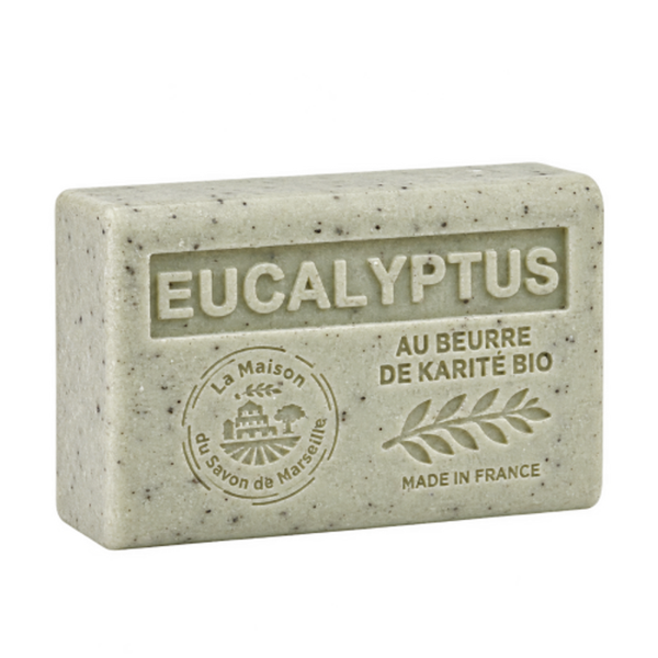 Savon artisanal eucalyptus exfoliant au beurre de karité bio