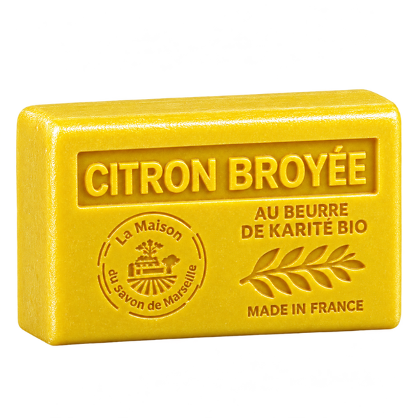 Savon artisanal exfoliant au citron broyé et karité bio naturel