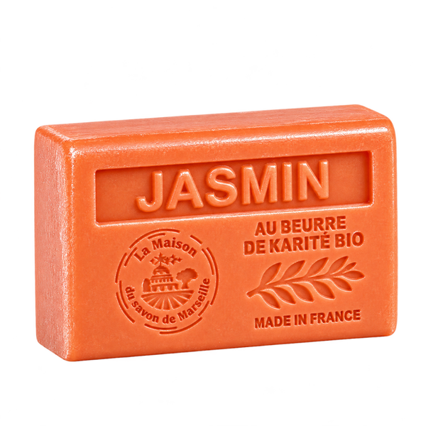 Savon artisanal parfum jasmin, enrichi en beurre de karité bio