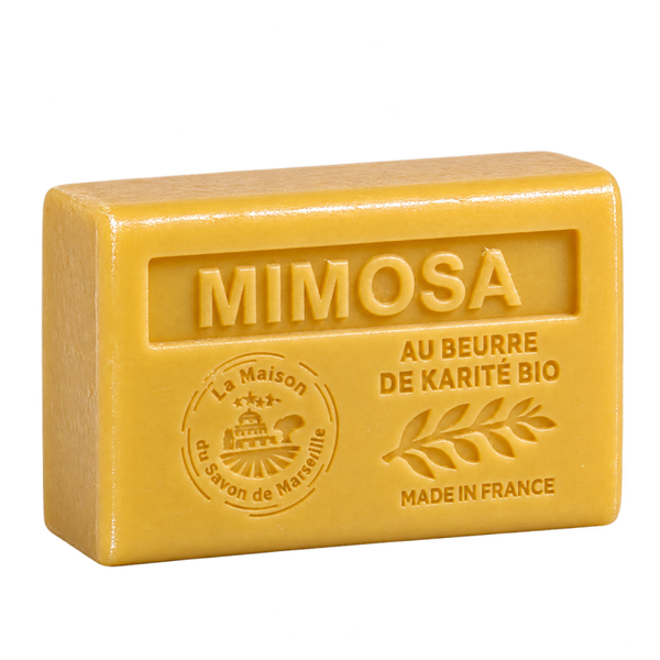 Savon artisanal parfum mimosa, enrichi en beurre de karité bio