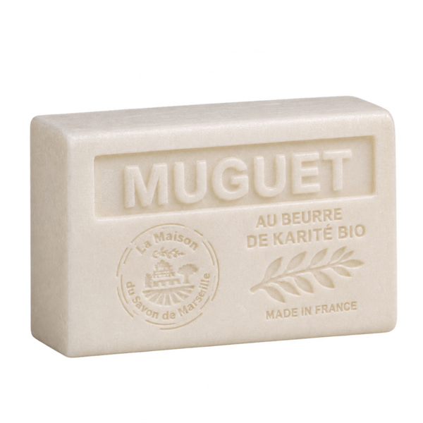 Savon artisanal parfum muguet, enrichi en beurre de karité bio