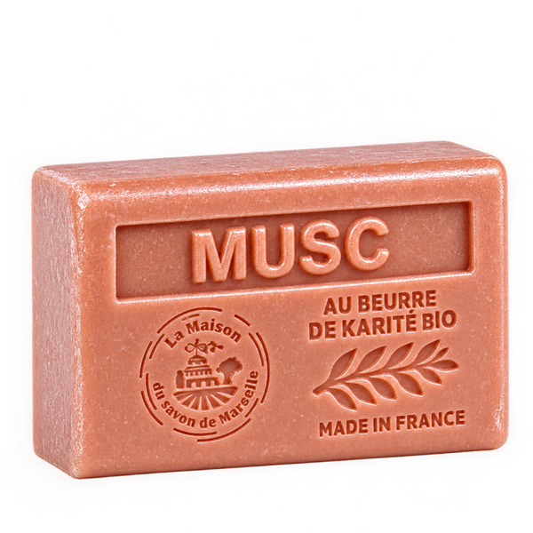 Savon artisanal parfum musc brun, enrichi en beurre de karité bio