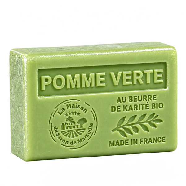 Savon artisanal parfum pomme verte, enrichi en beurre de karité bio