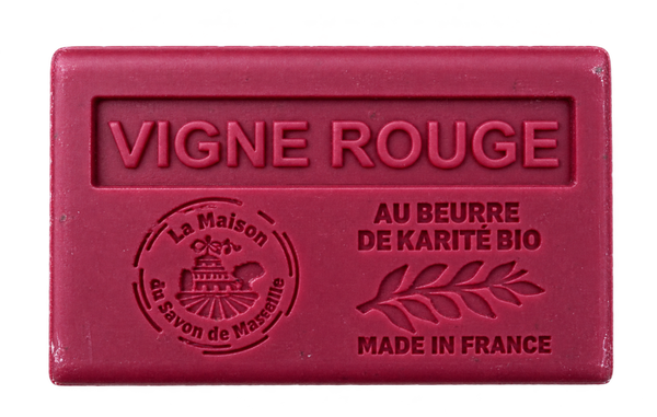 Savon artisanal parfum vigne rouge, enrichi en beurre de karité bio