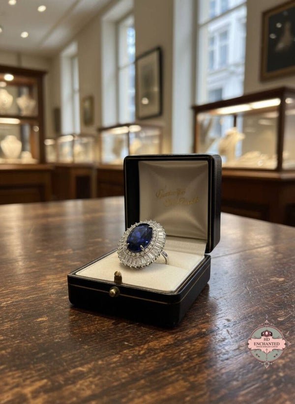 Vintage Sterling Silver “Diana” Iolite and CZ Style Ring.