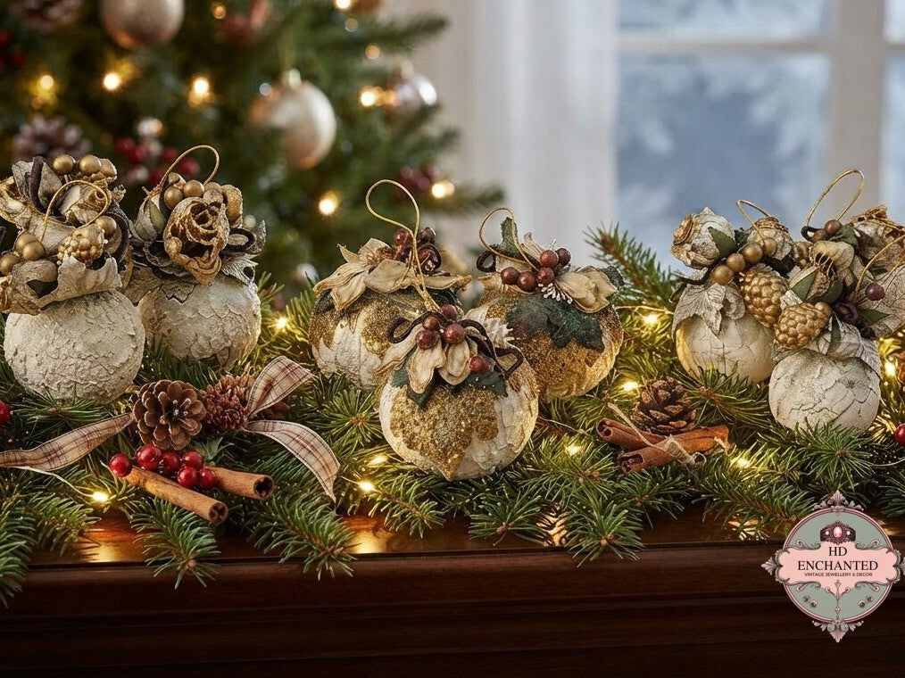 Vintage Faux Fruit and Botanical Christmas Ornaments