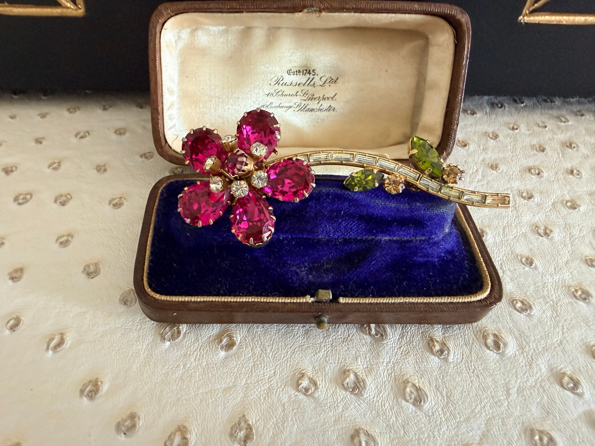 Vintage Mid Century Floral Fuchsia Brooch