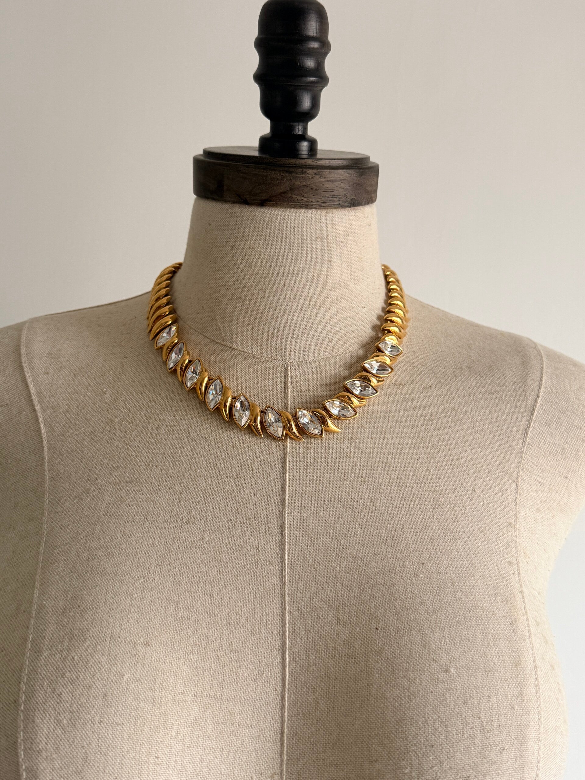 Vintage Napier Crystal Marquise Collar Necklace
