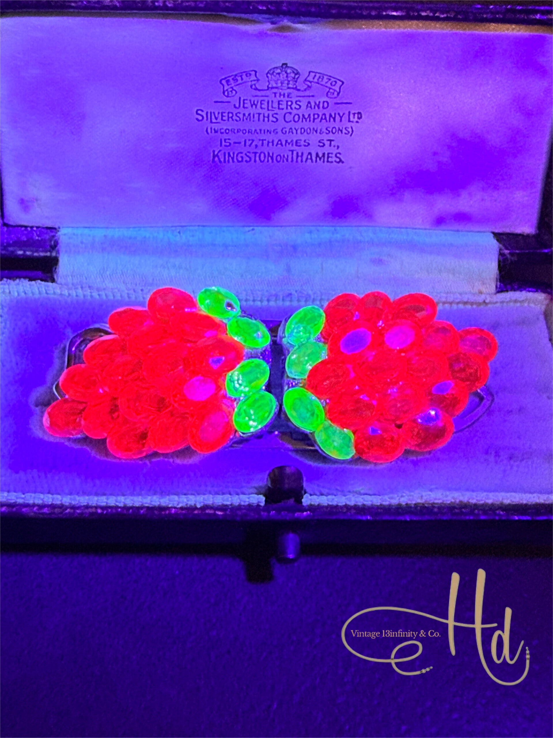 Bespoke Coro Conversion Brooch with 28.40ct Fuchsia Spinel & Uranium Glass