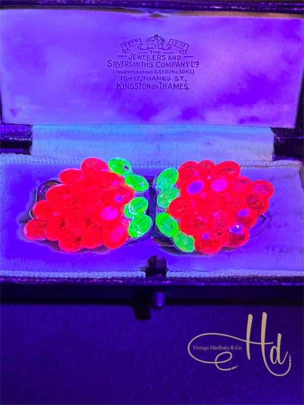 Bespoke Coro Conversion Brooch with 28.40ct Fuchsia Spinel & Uranium Glass