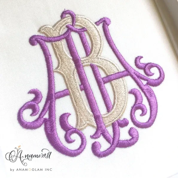 A and B, ABA AB BA Embroidery Monogram