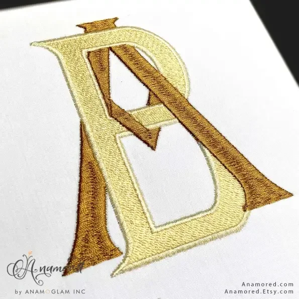 A and B Embroidery Monogram Design, AB BA