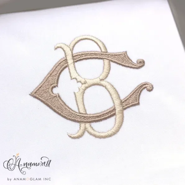 B and C, CB BC Embroidery Monogram