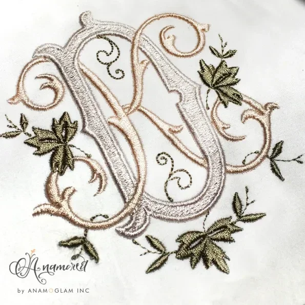 D and K, DK KD Embroidery Monogram