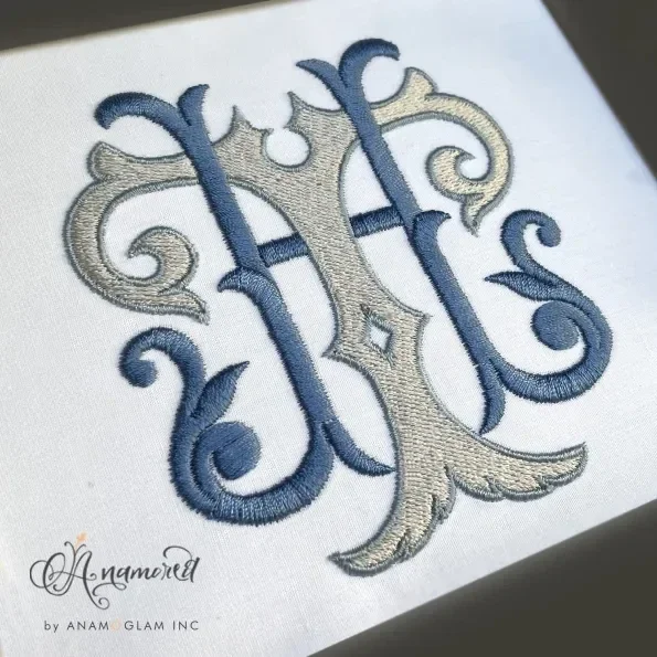 H and T Embroidery Monogram Design, TH HT