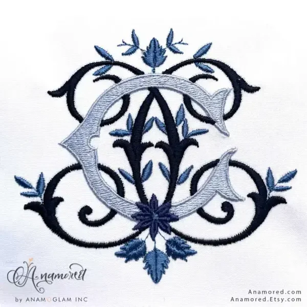 Interlocking C and C Embroidery Monogram, CC